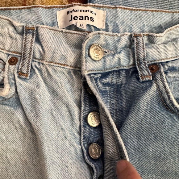 Reformation Cynthia Twotone High Rise Straight Jeans Size 25 Two Tone - Picture 5 of 9